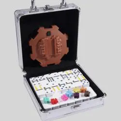 12 Colored Dot Domino Set - Mexican Train Game with Case