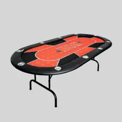 Folding Texas Hold'em Poker Table - 10 Player, Leather Rail