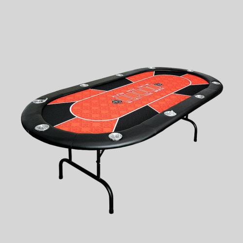 Folding Texas Hold'em Poker Table - 10 Player, Leather Rail