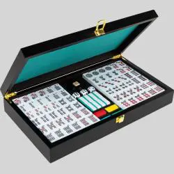 Two Color Melamine Mahjong Set with Wooden Box - 166pcs