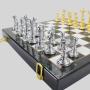 Deluxe Marble Chess Set - Chrome Boxed
