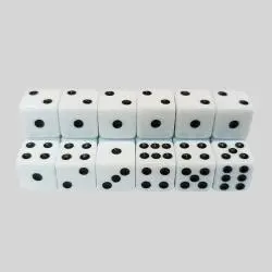 10mm White Black D6 Square Dice