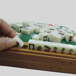 Mini Mahjong Set, 144 Tiles, Portable Game with Folding Table