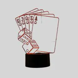 3D Illusion Poker Dice Night Light USB LED Lamp