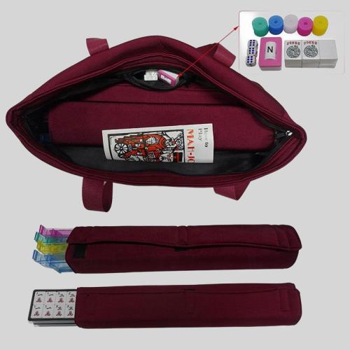 166 White Engraved Mahjong Set with Rack & Bag
