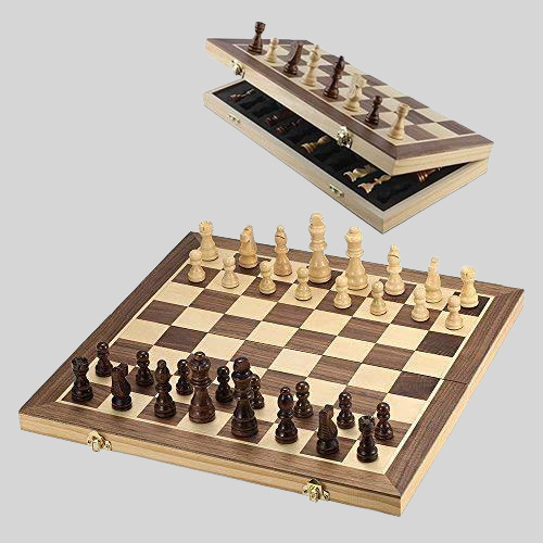 Magnetic Wooden Chess Set - Folding Board for Kids & Adults