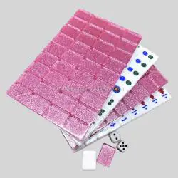 High-Grade Crystal Mahjong Tiles Set - Pink Sparkles