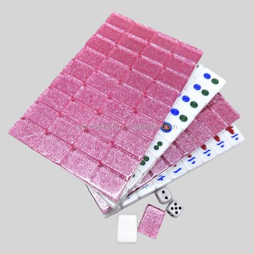 High-Grade Crystal Mahjong Tiles Set - Pink Sparkles