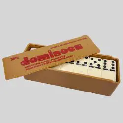 Double Six Ivory Dominoes Spinner Box - Classic Educational Game