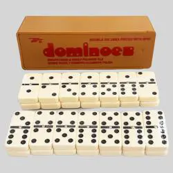 Double Six Ivory Dominoes Spinner Box - Classic Educational Game